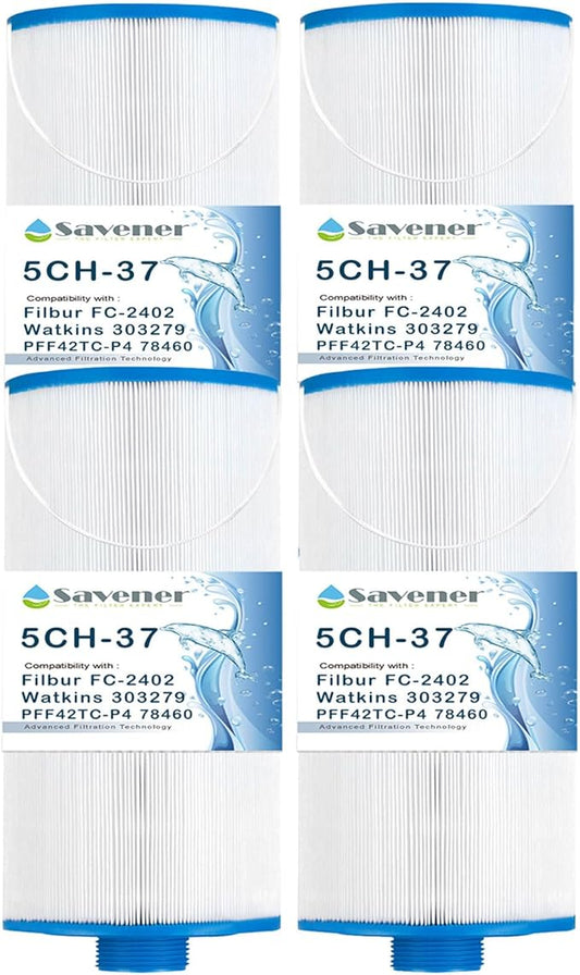 Hot Tub Filter Cartridges, FC-2402 Spa Filter Compatible with Watkins 303279, 78460, Pleatco PFF42TC-P4, Unicel 5CH-37, SD-01322, Hot Tub Filters, 1 1/2" MPT Thread 37.5sq.ft, 4 Pack