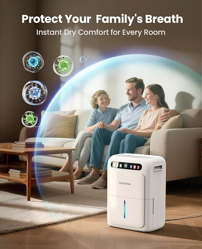 52 Pint Basement Dehumidifier with Drain Hose, 3.3ft, Dehumidifier for Bedroom and Bathroom, Most Efficient Energy Star 2024, 6L Water Tank, Maximum Applicable Area 4500 Sq.Ft