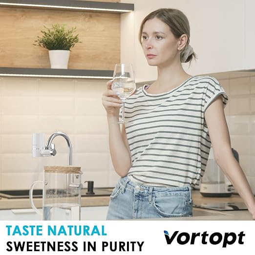 2 Faucet Water Filter for Sink, Rapid Flow - 400 Gallons Faucet Mount Water Filtration System for Tap Water, NSF Certified Reduces Chlorine & Bad Taste with 4 Replacement, T1