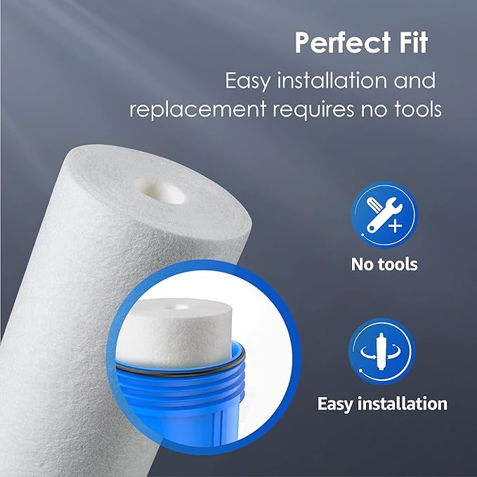 Waterdrop Whole House Sediment Water Filter, 10" x 4.5", Replacement for Pentair Pentek DGD-5005, GE® GXWH40L, GXWH35F, Culligan® RFC-BBSA, 3M® Aqua-Pure® AP810, 5 Micron, Pack of 2