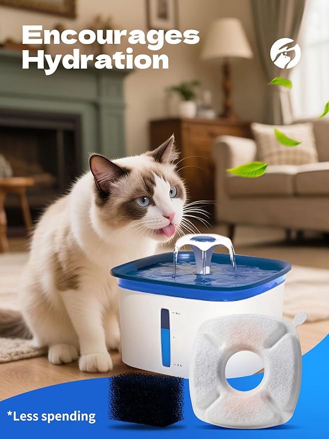 18 Pcs Cat Water Fountain Filters Compatible with Veken 95oz/2.8L Pet Fountains, Replacement Filter Kit with Sponges & Brushes, Triple Filtration for Fresh Clean Water, 2025 Upgraded