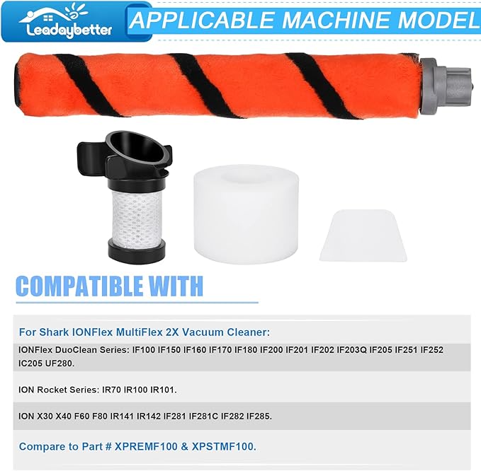 Leadaybetter Vacuum Filters Replacement for Shark ION Flex Duo Clean IF100 IF200 IF201 IF202 IF251 IF252 IF281 IF282 IF285 IR141 IR142 UF280 X30 X40 F60 F80 IC205, Compare to Part #XPREMF100&XPSTMF100