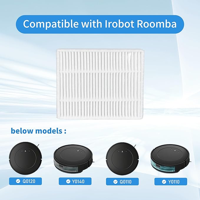 2 Roller Brush＆10 Side Brushes＆10 Filters & 4 Mopping Pads Replacement Parts Accessories Compatible with iRobot Roomba Essential Series 104 105 Vac/Combo Y0110 Y0140 Q011 Q0120 Q0520 Robot Vacuum