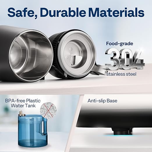 VIVOHOME Water Distiller Countertop 1.06 Gallon/4L 750W Distilled Water Machine with Smart Switch Purifier Filter for Home Office, Black