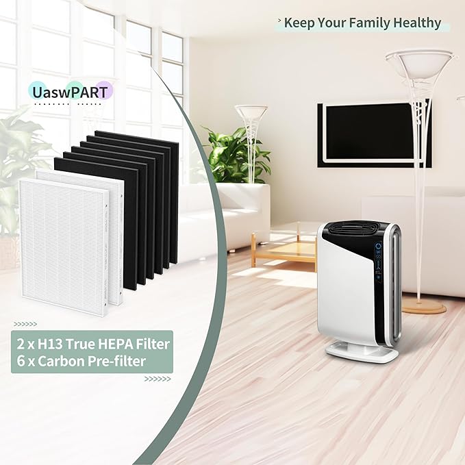 Aera Max 300 HEPA Filter Replacement Compatible with Fellowes Aeramax 290/300/DX95 Purifiers HEPA Air Filter 9287201, Also Fit AP-300PH HF-300, 2 HEPA & 6 Carbon Pre-Filter