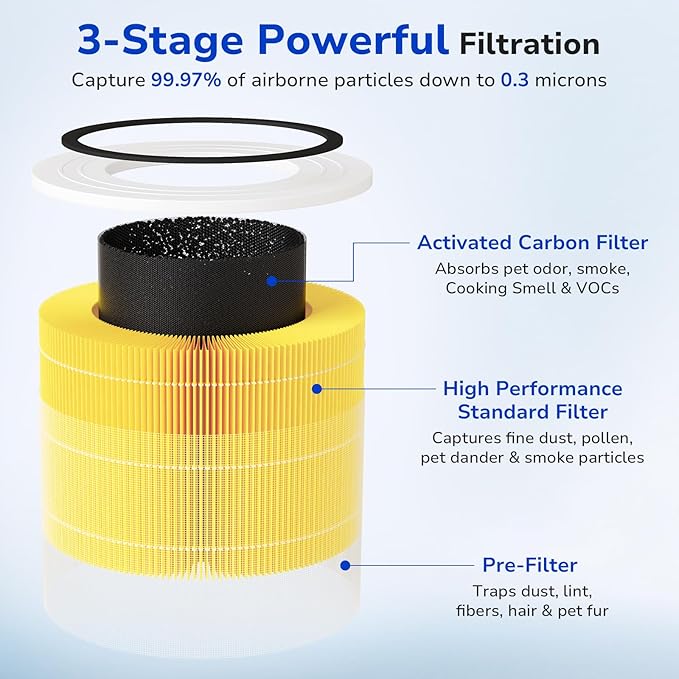 Fil-fresh Core 300 Replacement Filter, Compatible with LEVOIT 300 and Core 300S Air Purifier, Ideal for Pet Care, H13 True HEPA Filters and Activated Carbon, Replace Core 300-RF-PA, 2-Pack