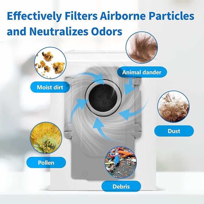 18 Packs Activated Carbon Dust Bag for Roborock Saros 10/10R/Qrevo/Qrevo S/Qrevo Pro/Qrevo Plus/Qrevo MaxV/Qrevo Master/Qrevo Curv/Qrevo Edge/S8 MaxV/S8 Max Ultra Robot Vacuum, 2.7L Large Capacity