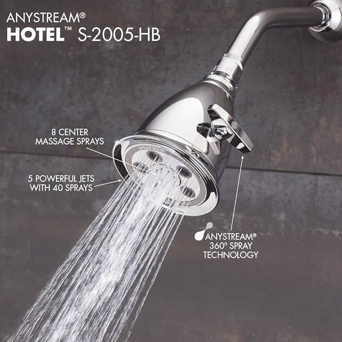 Speakman S-2005-HB-BC Hotel Anystream High Pressure 2.5 GPM Adjustable Shower Head, Brushed Chrome