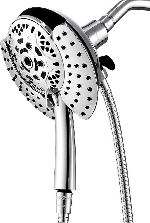 Shower Heads with Handheld Spray Combo: 7.2" Rain Shower Head & Handheld Shower Head 2-IN-1 Shower Head with 60" Rotatable Stainless Steel Hose, Shower Trim Systems