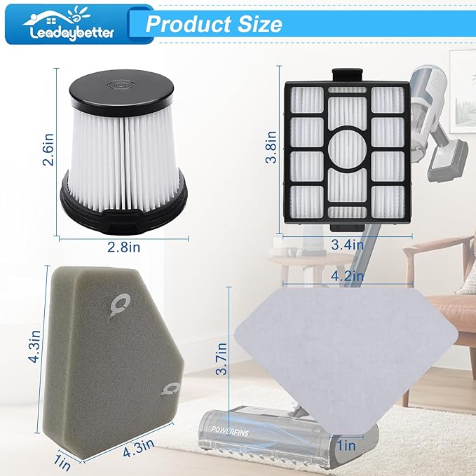 Leadaybetter BU3523 BU3521 BU3120 Detect Filter Replacement Compatible with Shark Clean Lightweight, Clean and Empty Cordless Stick Vacuum Cleaner, Compare to Part XPRFIW1000, XFBU3000