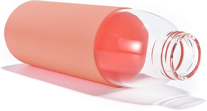 veegoal 18 Oz Borosilicate Glass Water Bottles with Bamboo Lid, BPA-FREE, Non-Slip Silicone Sleeve, and Stainless Steel Leak Proof Lid - Reusable Glass Bottle for Men and Women