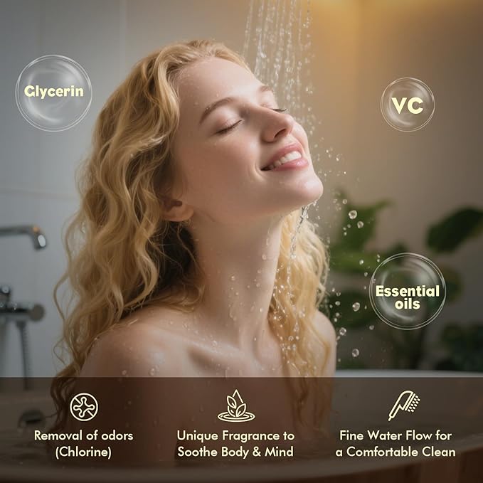 Handheld Filtered Shower Head, High Pressure, Reduce Impurities for Healthier, Skin & Hair, with NSF Certified Filtration for Hard Water Shower Filter & Vitamin C Aroma Ring (White)