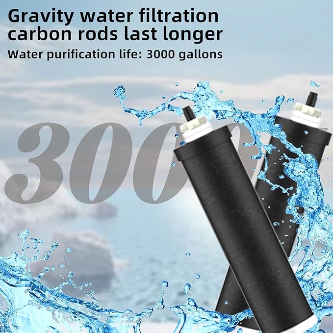 Water Filter Replacement for Berkey® BB9-2® Purification Elements Black Filter, Compatible with Berkey® Gravity Fed Water Filtration System, Pack of 2