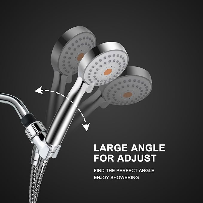 High Pressure Handheld Shower Head with Powerful Shower Spray against Low Pressure Water Supply Pipeline, Multi-functions, w/ 79'' Hose, Bracket, Chrome Finish