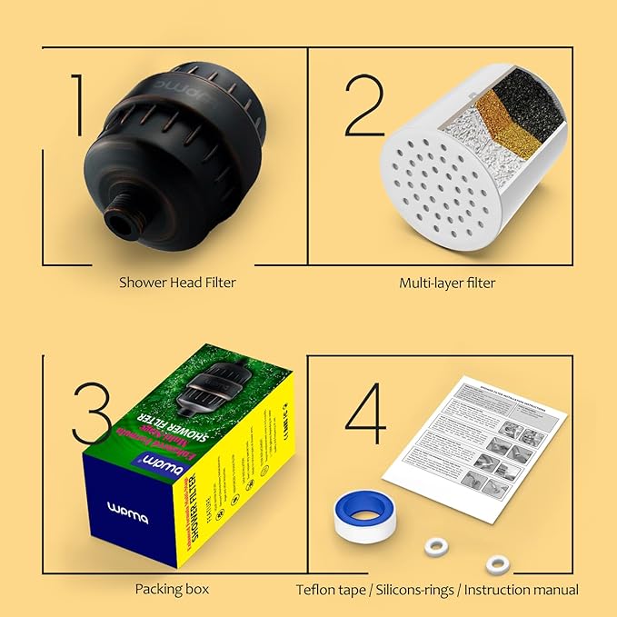 Shower Filter Enhanced Formula Multi-Stage Output Filter Chlorine Heavy Metals and Other Sediments - Suitable for People with Sensitive and Dry Skin and Scalp(Oil-Rubbed Bronze)