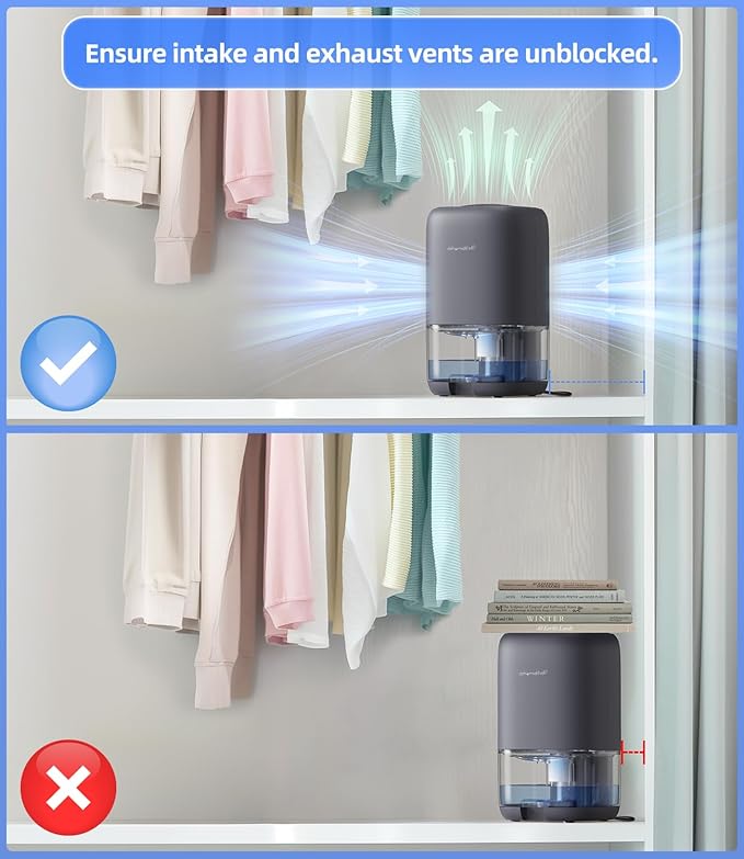 TABYIK Small Dehumidifier for Bedroom, Bathroom, Portable Dehumidifiers for Home, Room, RV, Closet, Quiet Compact Moisture Remover for Small Spaces, with Auto Shut Off, 35 OZ, Grey