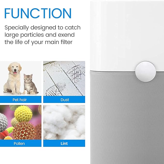 4 Pack 211+ Replacement Washable Pre-Filters for Blueair Blue Pure 211+ air purifier, Removes Pollen, Dust, Pet Dander, Color include Lunar Rock, Diva Blue, Lavender Purple, Forest green