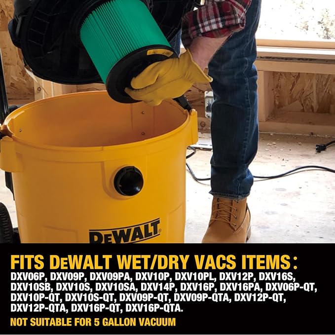 DEWALT Shop Vac Filters, DXVC6914 HEPA Cartridge Filter, Vacuum Filter Replacement Filter for Dewalt 6-16 Gallon Wet and Dry Vacuum