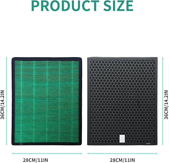 2 Pack Replacement Filter Compatible with Coway AIRMEGA Max2 400 400S(AP-2015-FP) 400(G) 400S(G) Air Purifier, Max2 Green True HEPA and Active Carbon Filter Set.