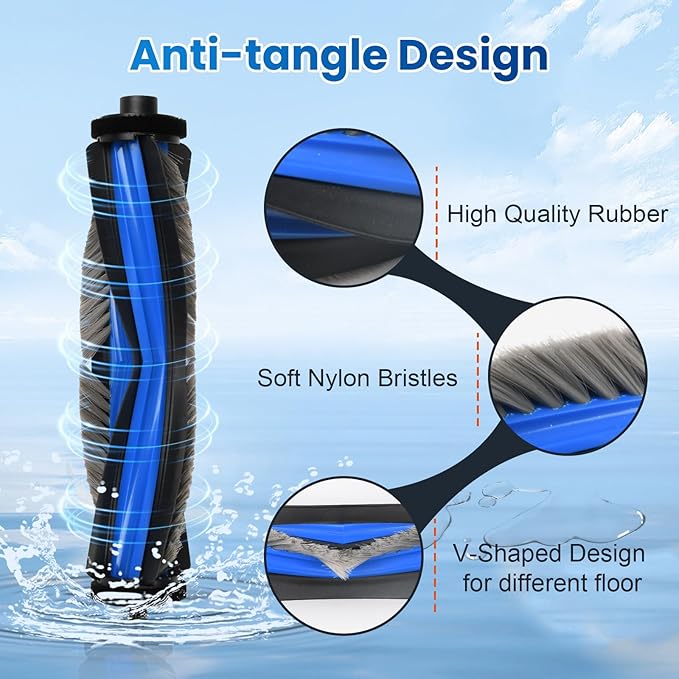 19 Pack Replacement Accessories Kit Compatible with ECOVACS DEEBOT X9 Pro Omni Robot Vacuum, 1 Main Brush, 6 Dust Bag, 4 HEPA Filter, 2 Mopping Roller, 4 Side Brush