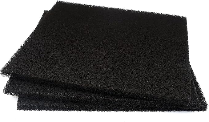 Cut to Fit Activated Carbon Media Pad, Pre Filter Carbon Sponge for Aquarium, Fish Tank, Pond, Reef Canister (9.8 x 9.8 x 0.4 inch 3pcs)