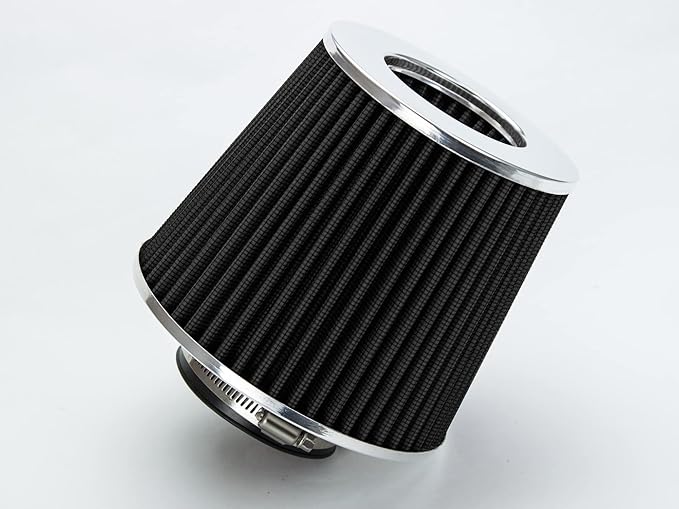 BLACK 2.75" 70 mm Inlet Cold Air Cone Replacement Performance Washable Clamp-On Dry Air Filter