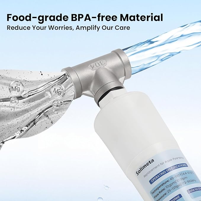 Solimeta Scale Inhibitor Filter Cartridge for 3M Aqua-Pure AP430SS/AP431, 3/4" NPT, 10 GPM Whole House Anti-Limescale, BPA-Free, Leak-Proof