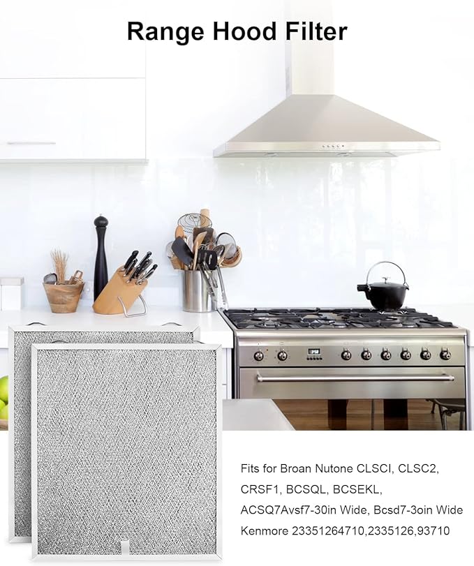 2 Pcs S99010430-002 Range Hood Filter Compatible with Broan Nutone Ken-more 15-3/4" x 13-7/8" x 3/8" Aluminum Mesh Grease Range Hood Filters Replace 99010430-002 4512880