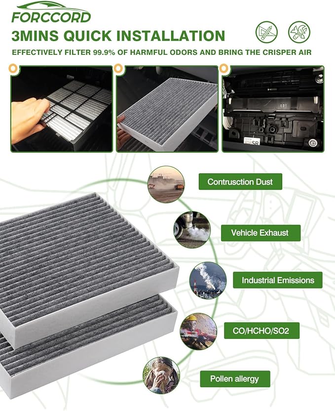 Cabin & Engine Air Filter Kit Fits for Volvo XC40 2.0L 2019 2020 2021 2022 2023 2024 2025 2026 Activated Carbon Cabin Filter Replacement 31497285 31474521 Car Accessories