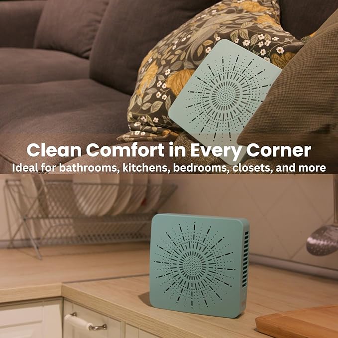 4-in-1 Portable Air Purifier HEPA Filter, Aroma, Ionizer & Mini Fan – USB-C Desktop Air Cleaner for Smoke, Pollen, Dander, Odors – 5 Colors for Bedroom, Office, Baby, Pets, Travel (Mist Blue)