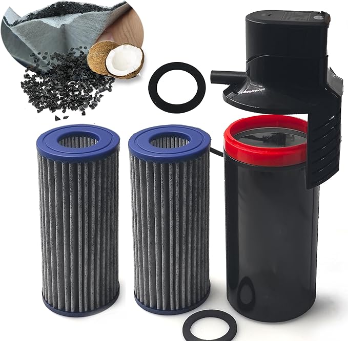 4PCS Upgraded Activated Carbon Micron Cartridge Replacement for Marineland Magnum Polishing Internal Canister Filters (ML90770), 2 Cartridge & 2 Rubber Gasket Compare to Part PA0140