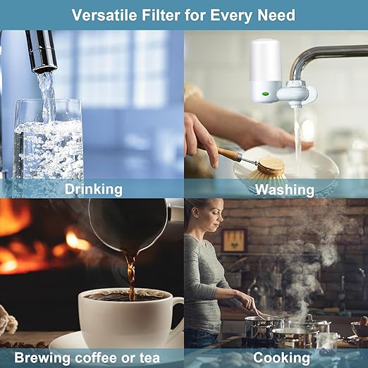 Faucet Water Filter Replacement for Brita®: Sink Filter Attachment Compatible with Brita® Faucet Mount Water Filtration System for Tap Water - White - 4 Count