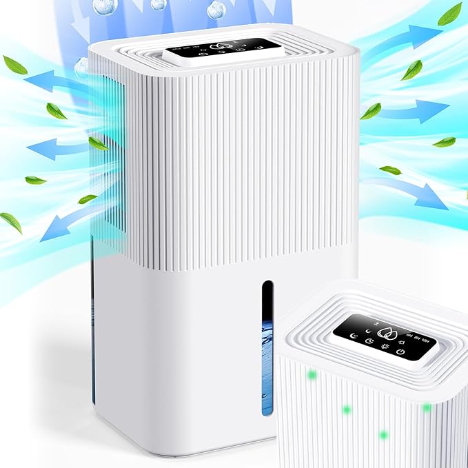 Portable Home Dehumidifier for Basements|91 OZ Tank|900 sq.ft Coverage|Quiet Smart Design with Auto Shut-Off White