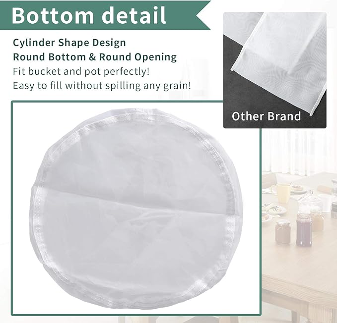 12"x18" Drawstring Straining Brew in a Bag 75 Micron Nylon Jelly Strainer Wine Beer Brew Filter Bag