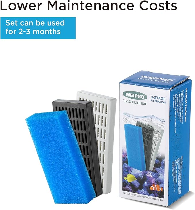 Replacement Cartridge for Fish Tank Filter TE-200 with Aquarium Filter Foam, Active Carbon and Ceramic Ring(TE200-S)