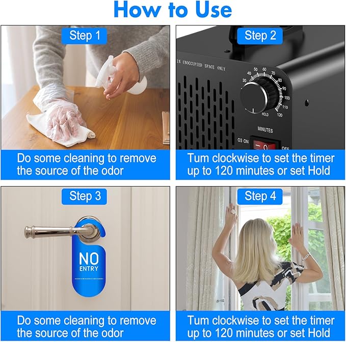 Ozone Generator 58,000mg/h, High Capacity Ozone Generator, Home and Commercial Ozone Machine Odor Removal, Ideal for Car, Home, Smoke, Pet, etc (Black) - by UCWC