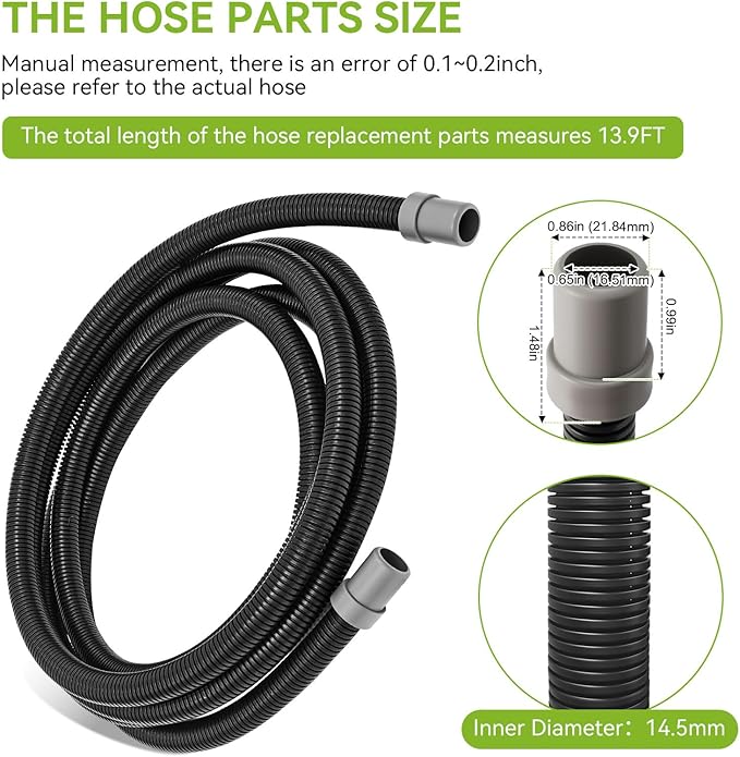 A20014 Ribbed Hosing Replacement for Fluval 106/107/206/207 Canister Filter, 13.9Ft Aquarium Tubing, Aquarium Filter Replacement Part, 4.23m Canister Filter Replacement Parts