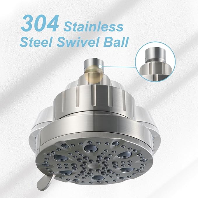 OFFO Filtered Shower Head, 20 Stage Shower Filter Head for Hard Water with Pause Mode, 9 Modes High Pressure Shower Head with Filter for Remove Chlorine and Harmful, Brushed Nickel