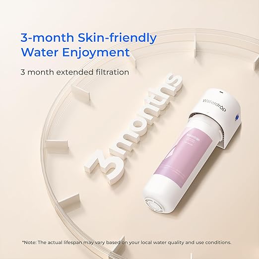 Waterdrop Water Filter for Bathroom for Face Care, Reduces Chlorine, Scale in Water, Reduces Skin Redness and Irritation, 4-Stage Filtration, WD-BFU2, for Cold Water Supply Only