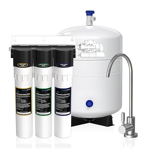 Puri 3 EFRO Under Sink Water Filtration System PPU-1100RO Reduces TDS Rust Chlorine and Heavy Metals, Improves Taste and Odor with Stainless Steel Faucet