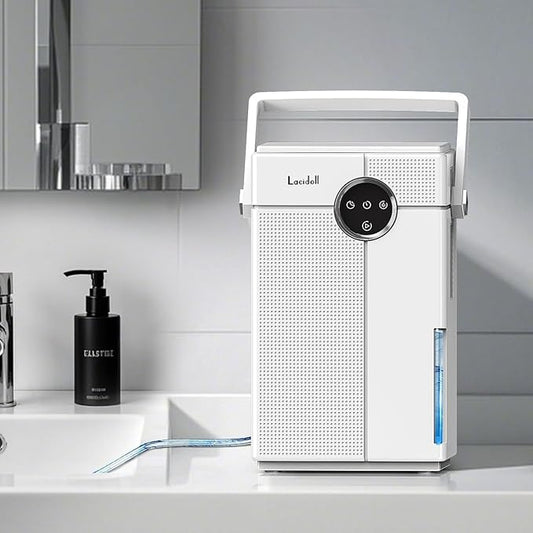 Small Dehumidifier with Drain Hose, Portable Dehumidifier for Bathroom, 118oz Dehumidifiers for Home 800 sq ft with 7 Colorful Light, Quiet Dehumidifiers for Bedroom RV Closet Basement,White