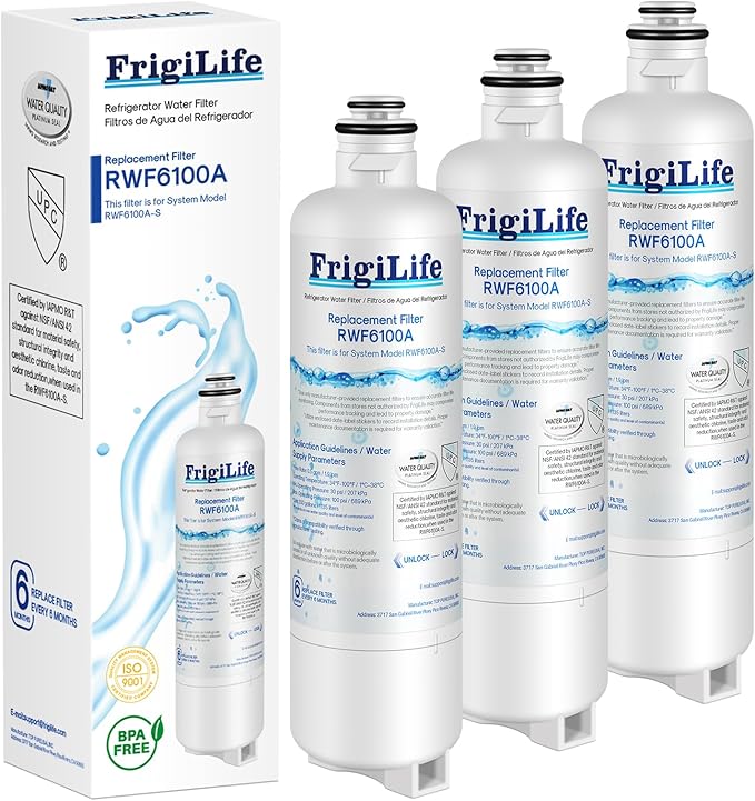 RWF6100A Refrigerator Water Filter Replacement For Bosch Ultra Clarity Pro BORPLFTR50, BORPLFTR55, 12033030, 12028325, 11025825, 11032531, B36CT80SNS, B36CL80ENS, WFC100MF, 3PACK