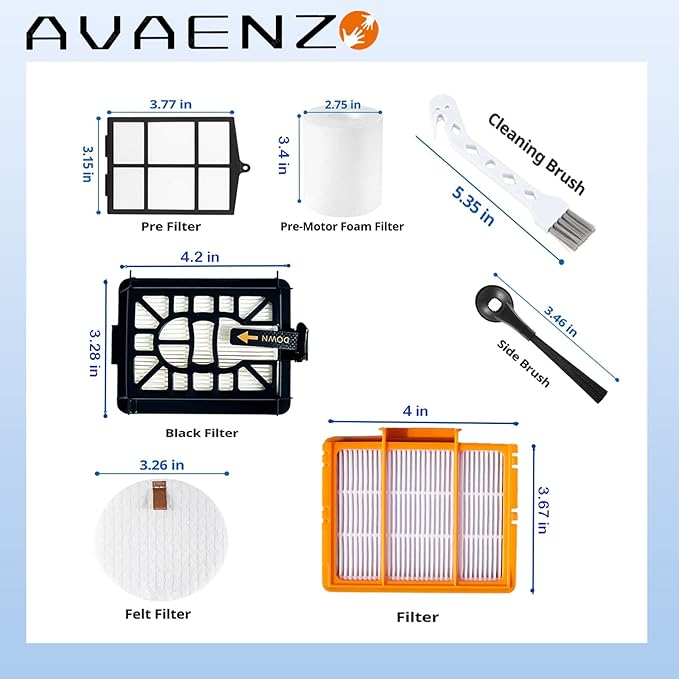 Replacement Parts Compatible with Shark AV2610WA AV2630WA RV2610WA AV2620WA Matrix Plus 2- in-1 Robot Vacuum Cleaner,1 Main Brush,2 Filters,3 Mop Pads,6 Side Brushes,1 Pre Filter,1 Filter