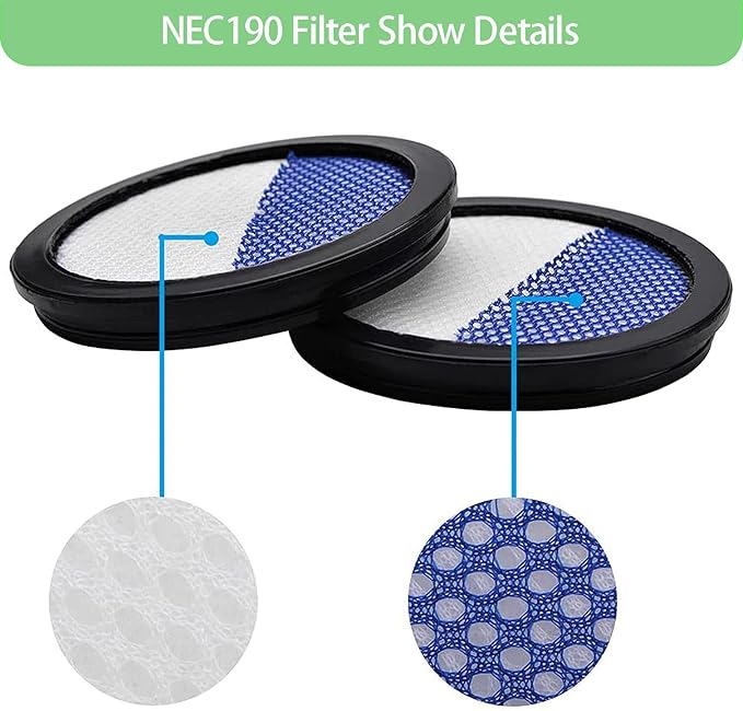 6 Pack Replacement Filters for Eureka RapidClean Pro Cordless Stick Vacuum Cleaner NEC180 NEC185 NEC186 NEC190
