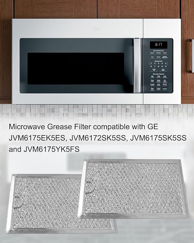 2 Pcs Microwave Grease Filter Fit for GE JVM6175EK5ES JVM6172SK5SS JVM6175SK5SS JVM6175YK5FS