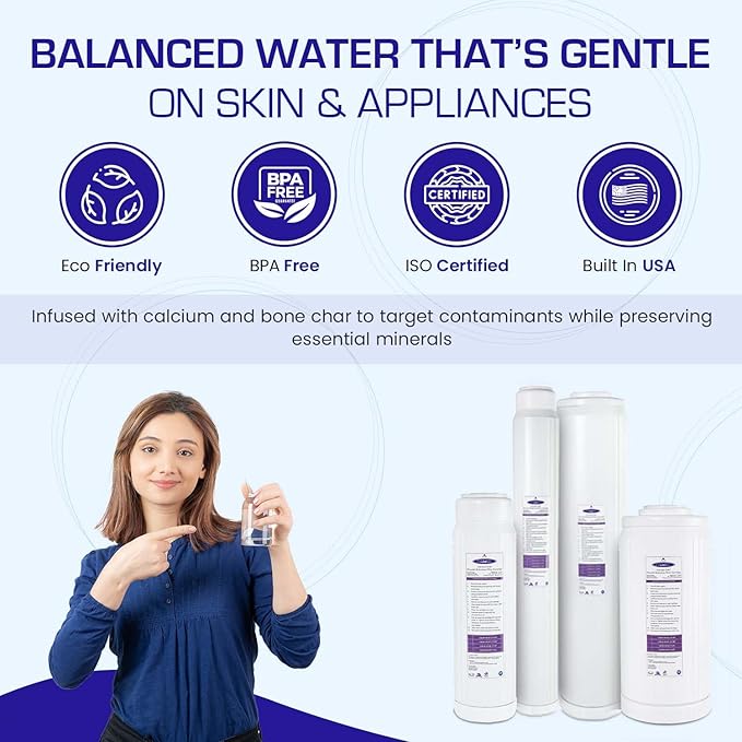 Crystal Quest Calcium GAC Fluoride Reduction Filter - Efficient Fluoride Removal or Reduction - Compact Design - Long-Lasting Capacity - 2-7/8” x 20”