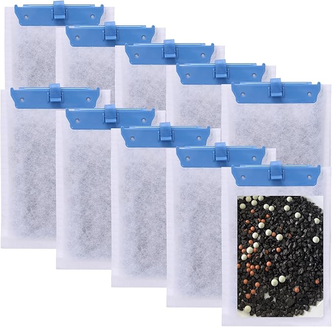 Medium Replacement Filter Cartridges Compatible with Tetra Whisper Bio-Bag for Whisper PF10, 10i, and ReptoFilter 90 GPH – 10-Count, Ideal for 5-10 Gallon Aquariums