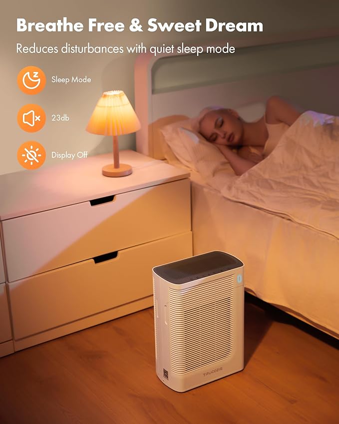 T356 Air Purifier for Home Large Room Bedroom Up to 1937 Ft² in 1 Hr With Double-sided Air Inlet, Air Quality and Light Sensors, HEPA Sleep Mode for Allergies, Dust, Smoke, Pet Hair, White
