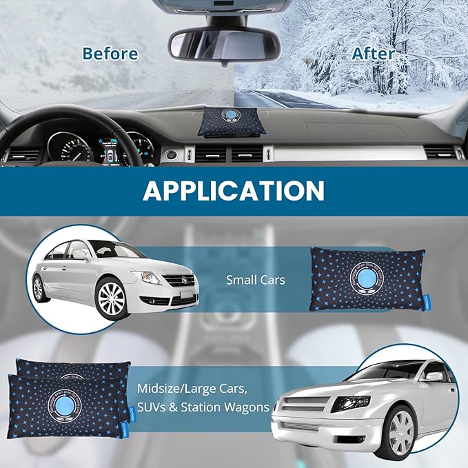 500g [1.1 lb]Rechargeable Car Dehumidifier, Fast Microwave Reactivated Desiccant Packs for Storage Gun Safe Car Basement, Large Moisture Absorbers for Closets Luggage Drawer and Valuables