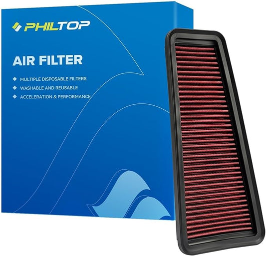 PHILTOP Engine Air Filter, High Performance, Premium, Washable, Replacement Car Air Filter for CA9683, 2005-2020 Hilux VII, 2005-2015 Hilux, 2005-2015 Tacoma, 2003-2010 Prado, 2002-2009 4Runner